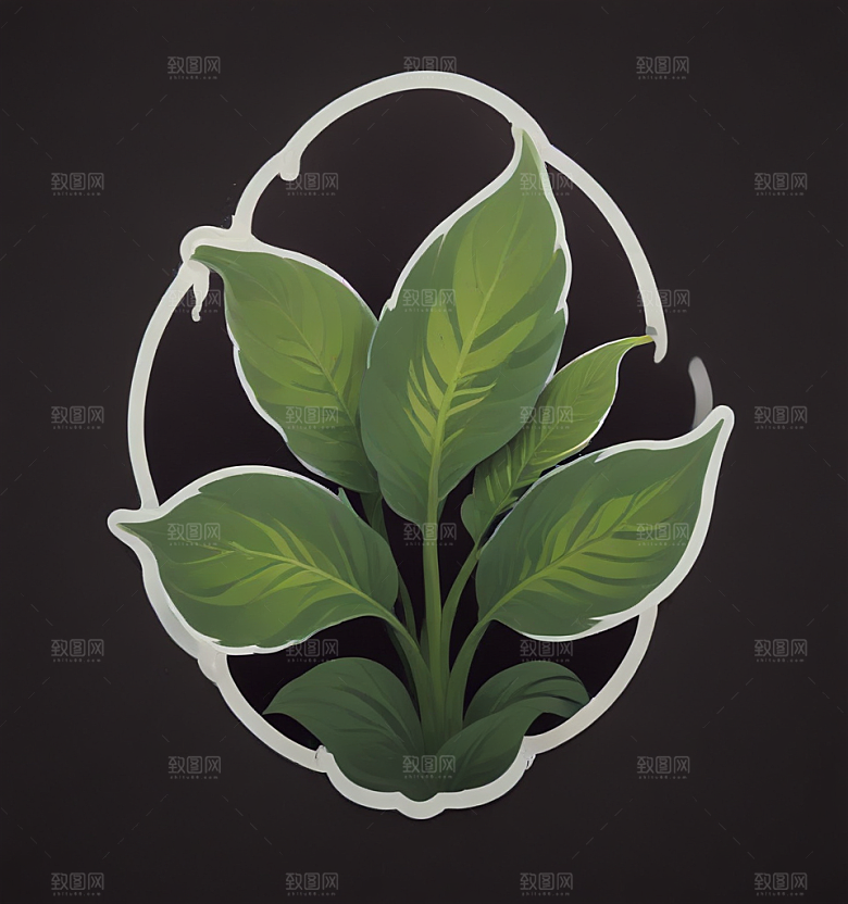 玉簪卡通插画风格贴纸