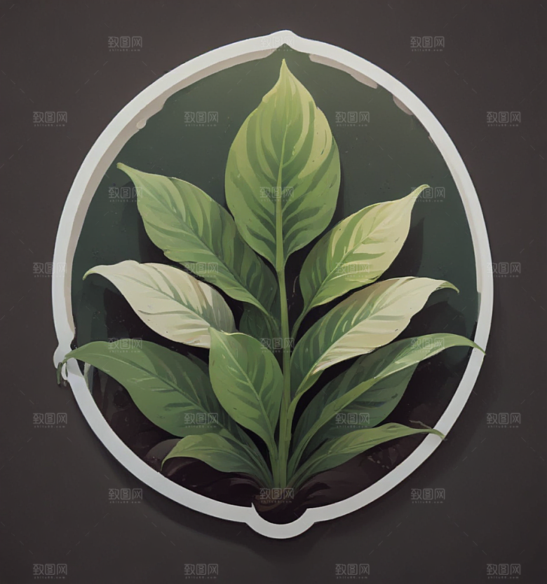 玉簪卡通插画风格贴纸
