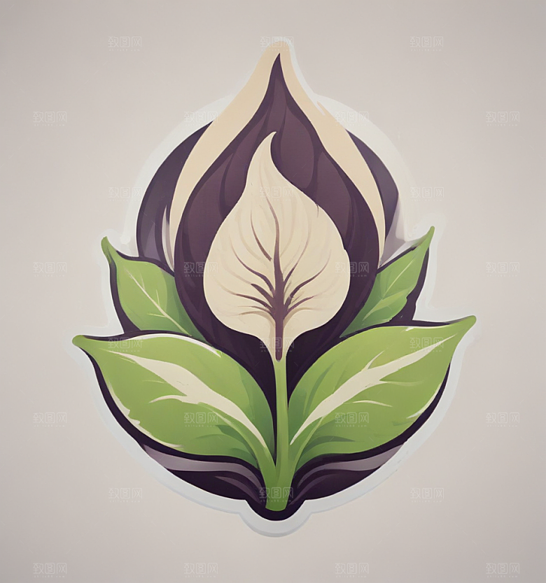 玉簪卡通插画风格贴纸