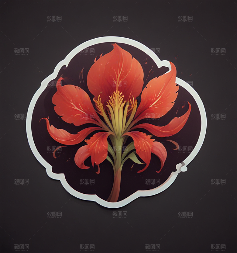 石蒜卡通插画风格贴纸
