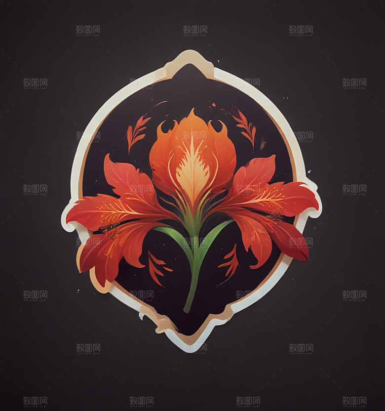 石蒜卡通插画风格贴纸