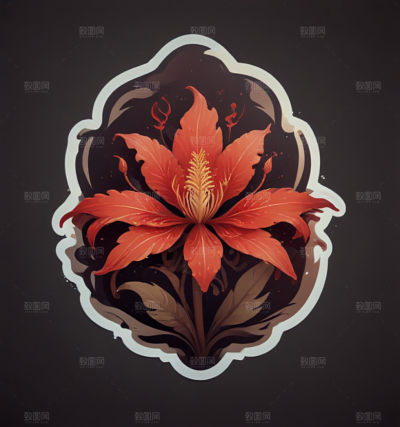 石蒜卡通插画风格贴纸