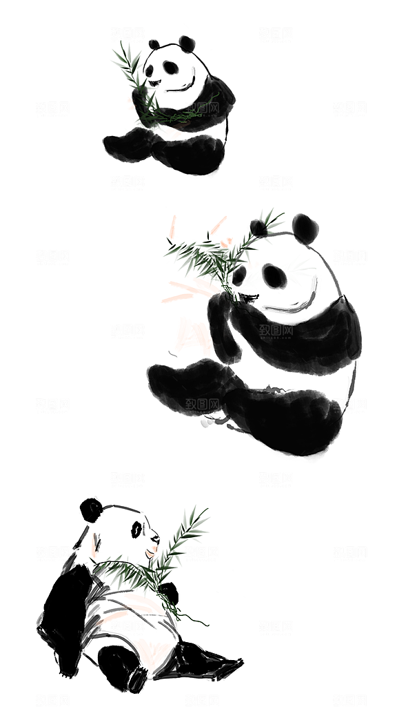 免抠卡通熊猫元素