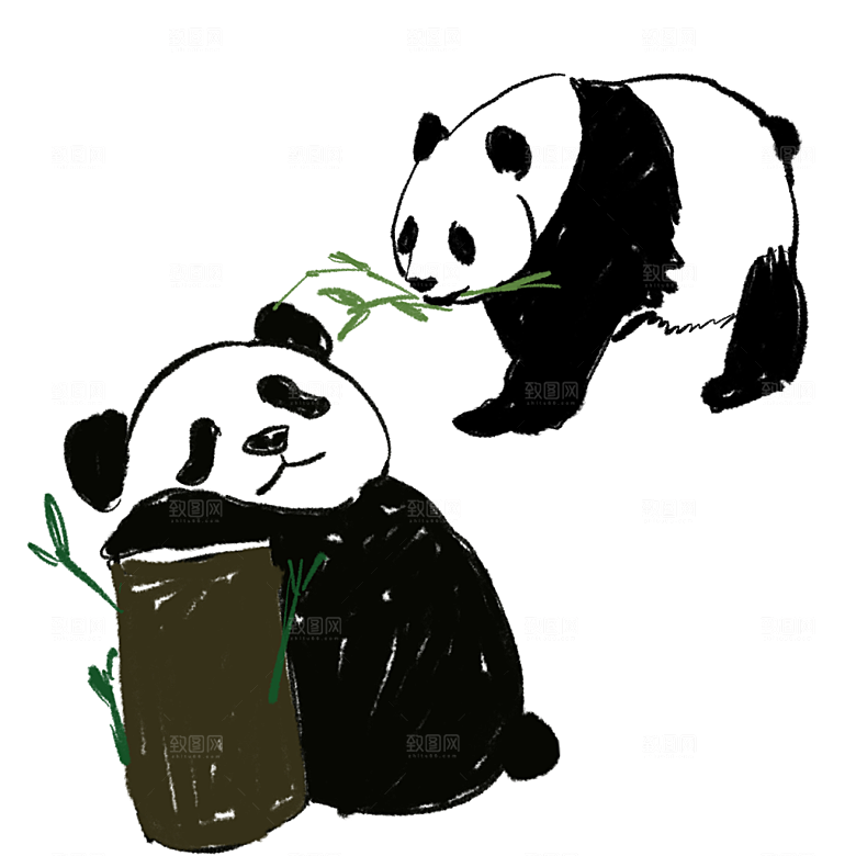 免抠卡通熊猫元素