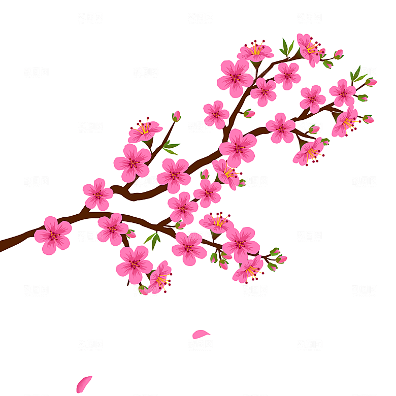 免抠手绘卡通桃花