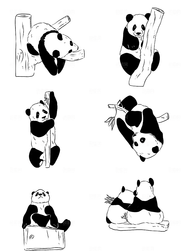免抠卡通熊猫元素
