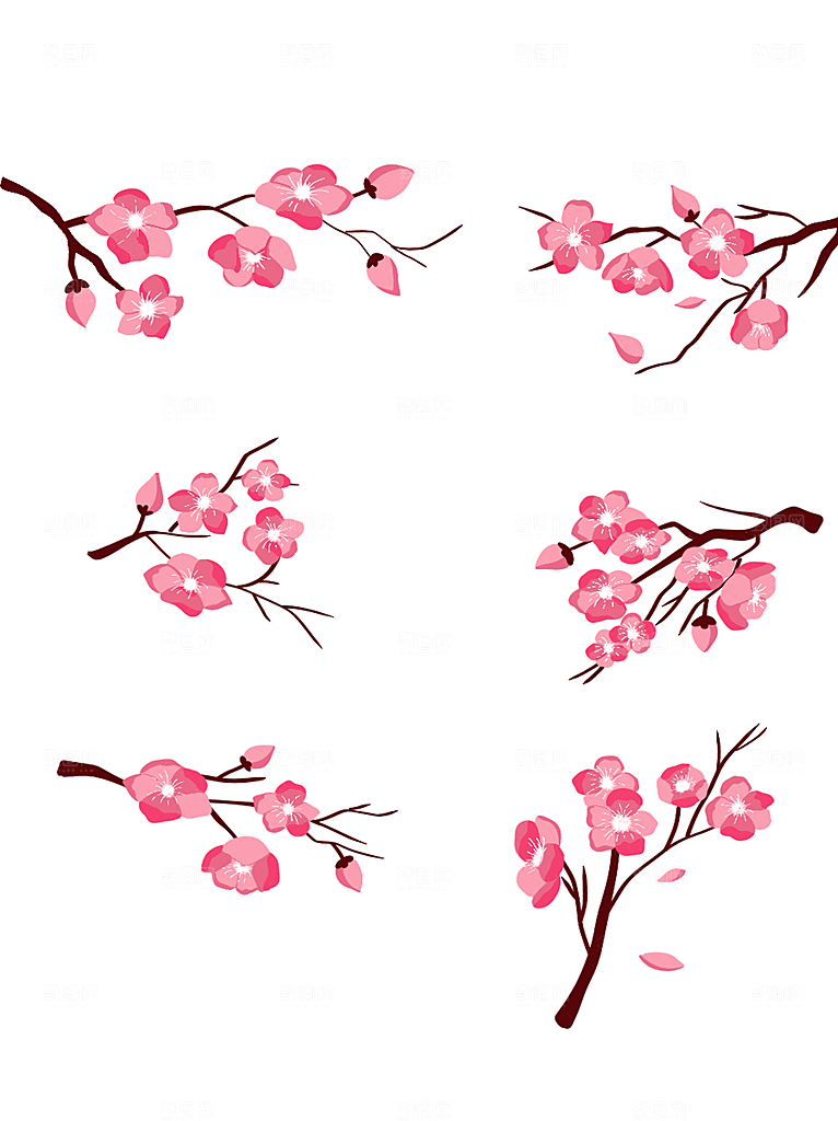 免抠手绘桃花元素