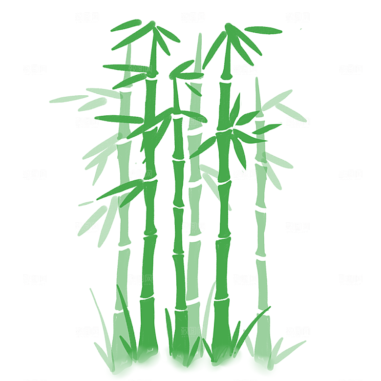 免抠手绘卡通竹子元素