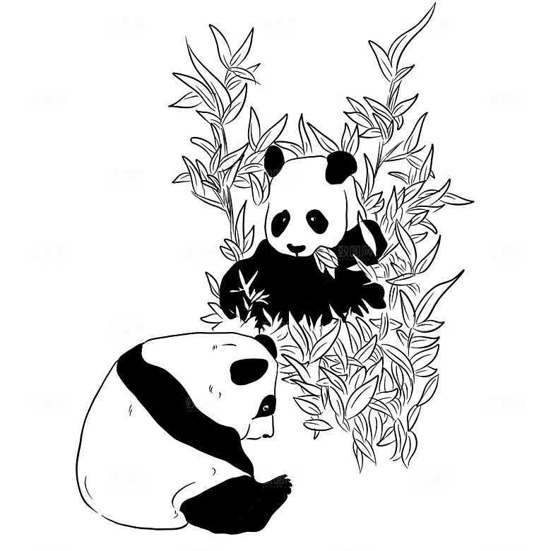 免抠卡通熊猫元素