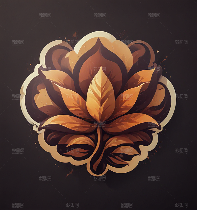 花烟草卡通插画风格贴纸