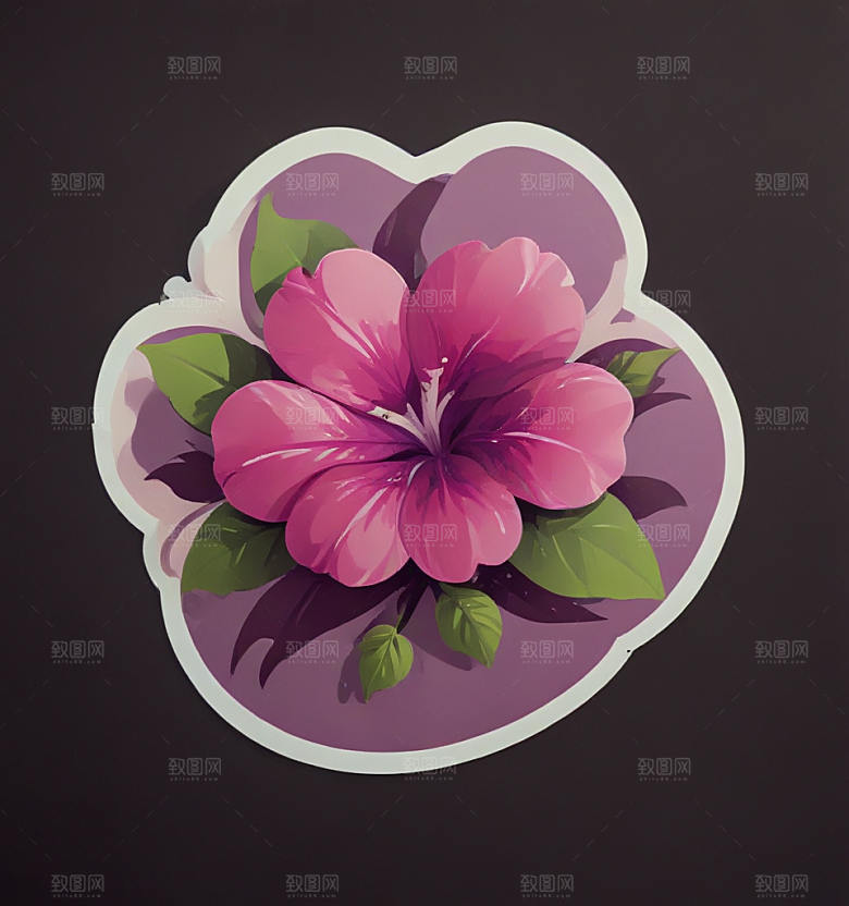 矮牵牛卡通插画风格贴纸