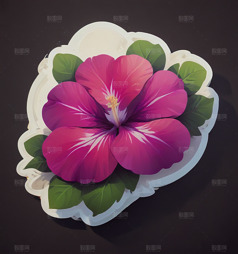 矮牵牛卡通插画风格贴纸