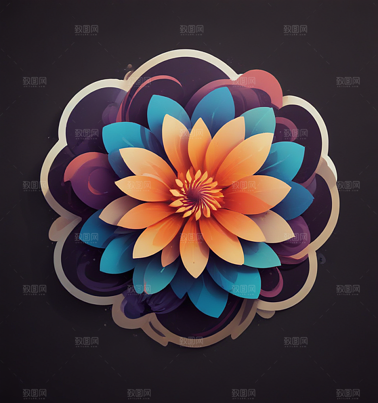 旋花卡通插画风格贴纸