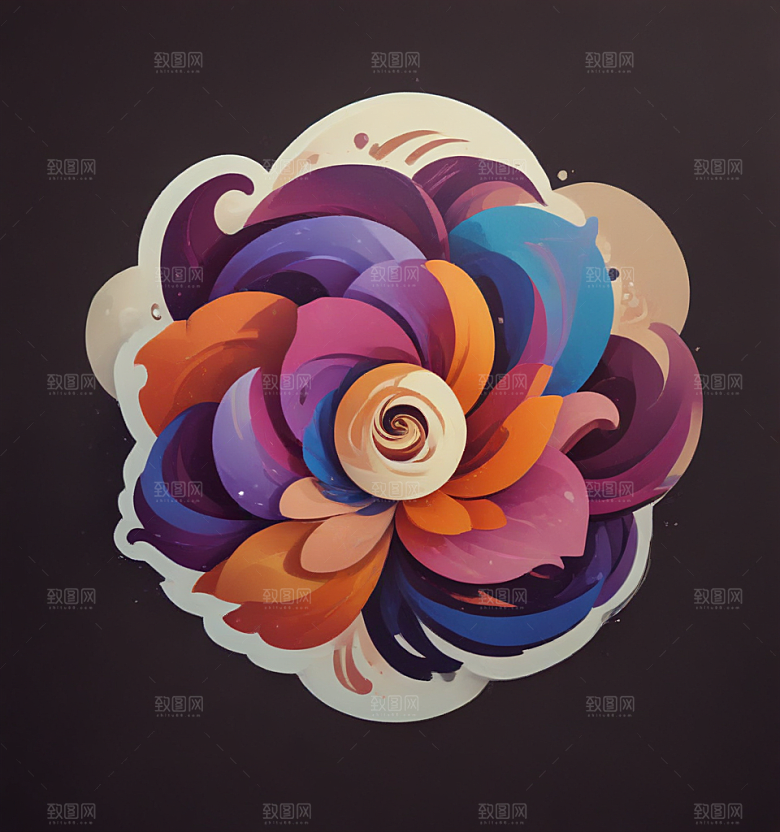 旋花卡通插画风格贴纸