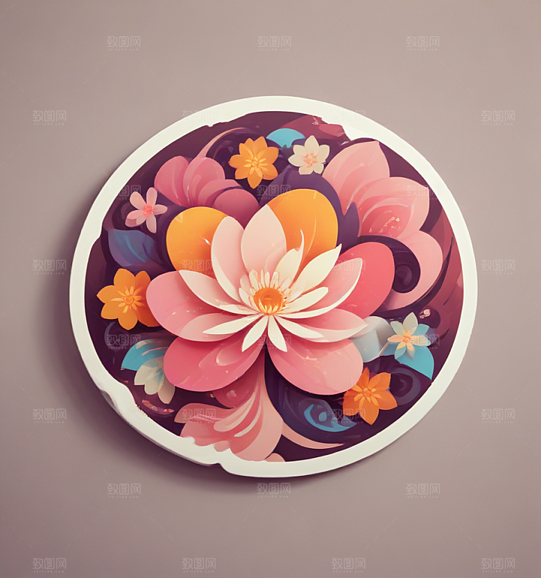 旋花卡通插画风格贴纸