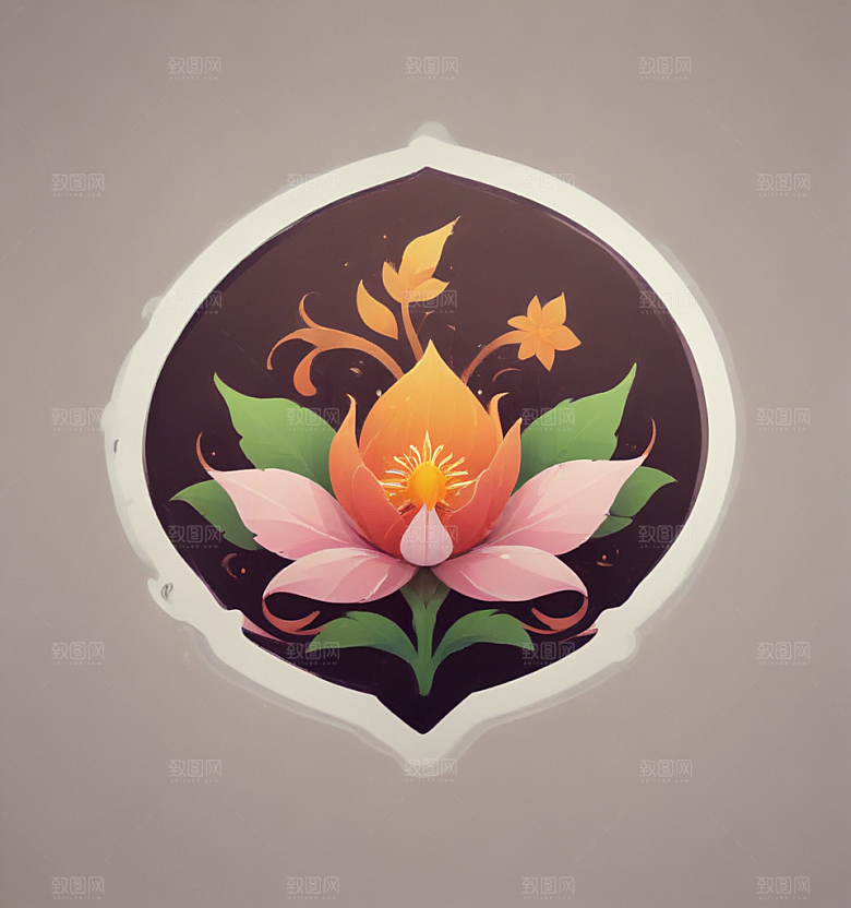 刺桐花卡通插画风格贴纸