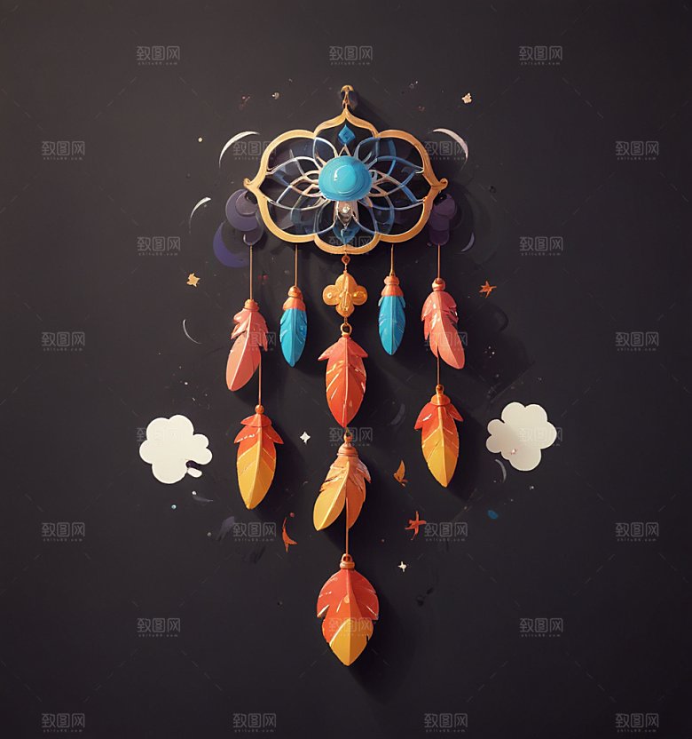 美丽风铃卡通插画风格贴纸
