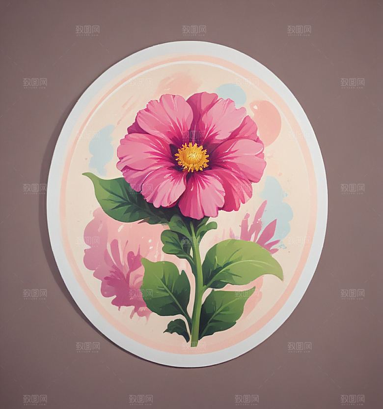 蜀葵卡通插画风格贴纸