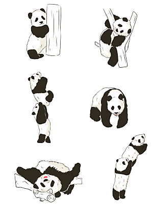 免抠卡通熊猫元素