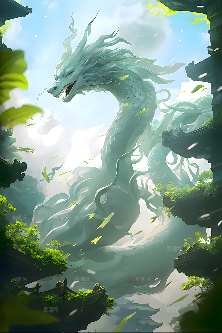3D巨龙青色巨龙青龙