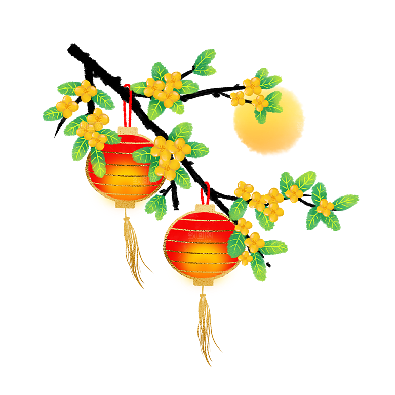 中国风国潮中秋节装饰元素