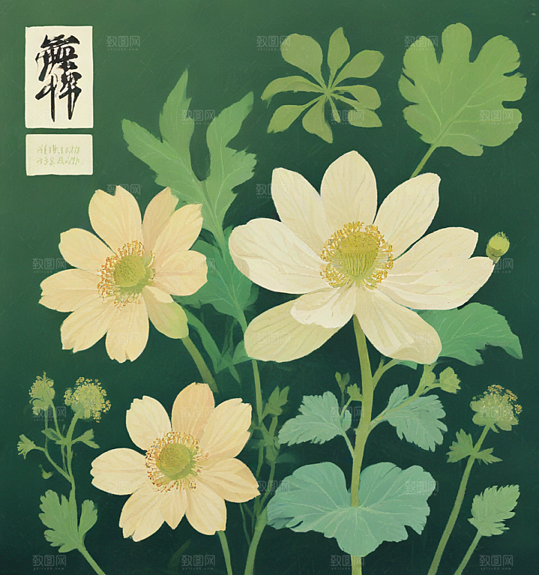当归中草药卡通插画风格贴纸
