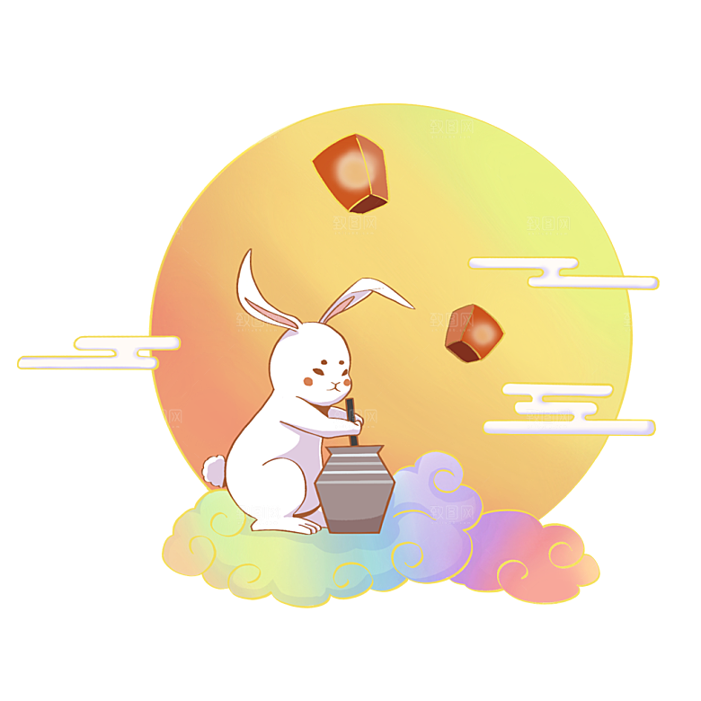 中国风国潮中秋节装饰元素