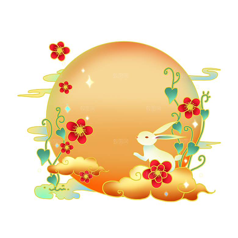 中国风国潮中秋节装饰元素