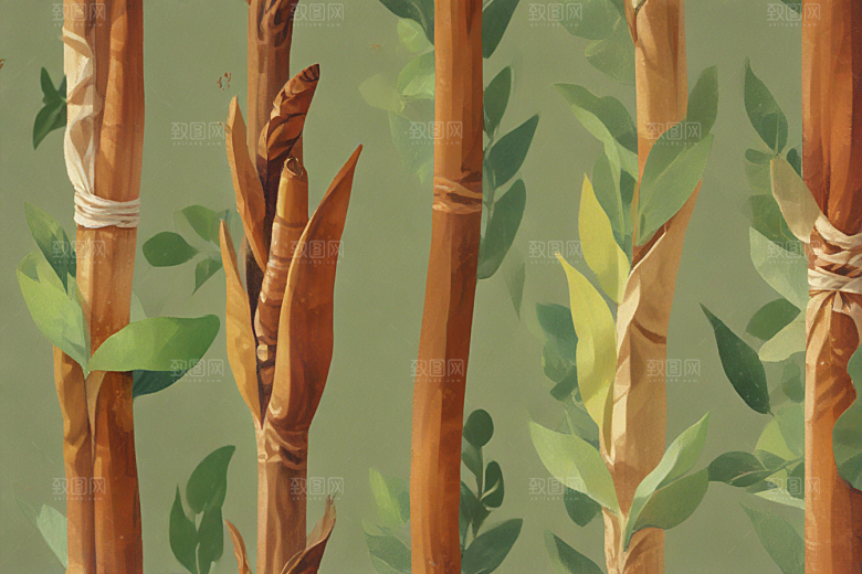 桂枝中药插画草药插图