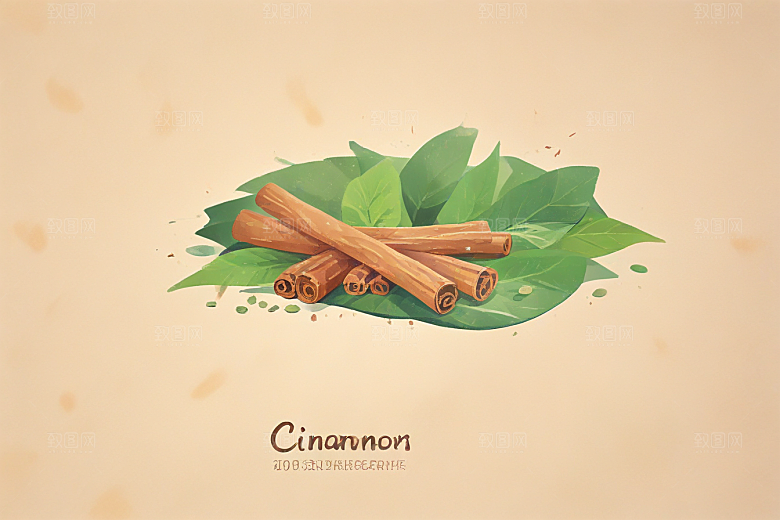 桂枝中药插画草药插图