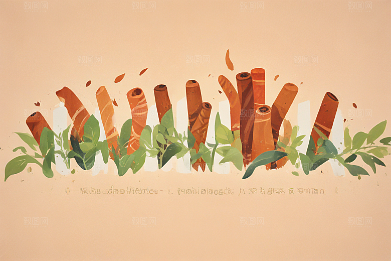 桂枝中药插画草药插图