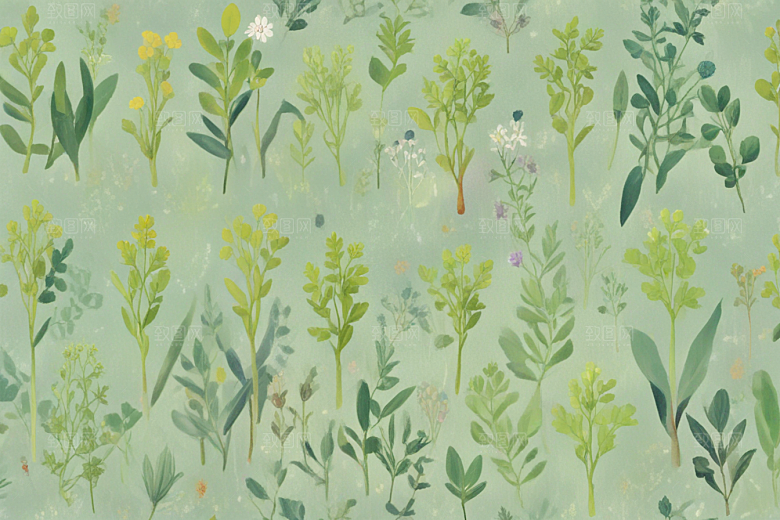 柴胡中药插画草药插图