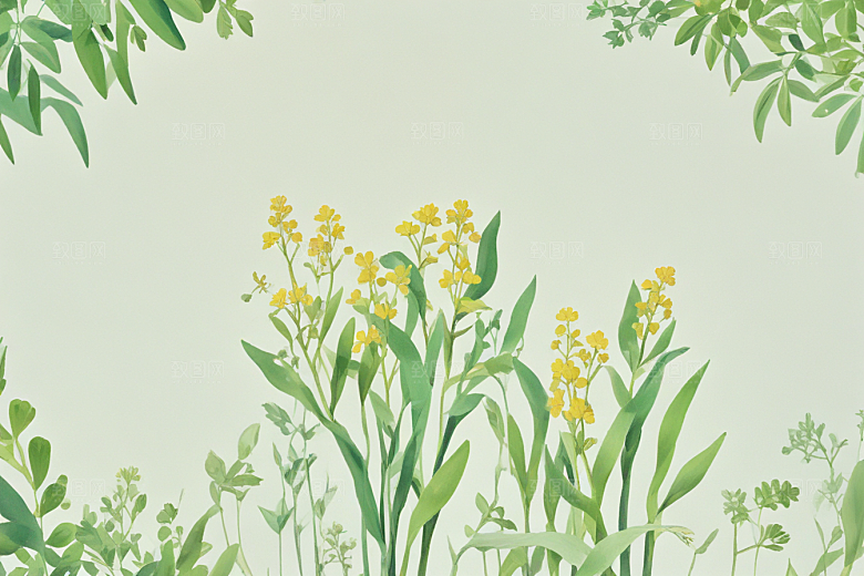 柴胡中药插画草药插图
