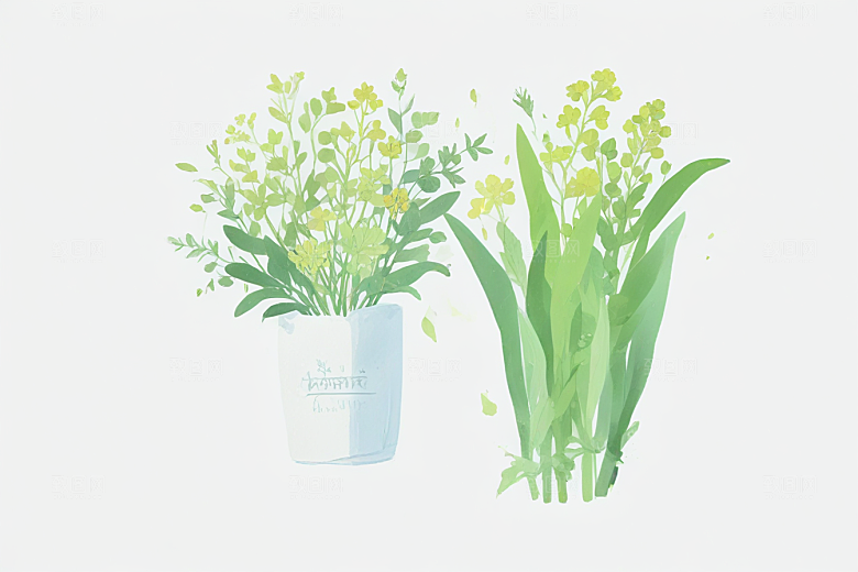 柴胡中药插画草药插图