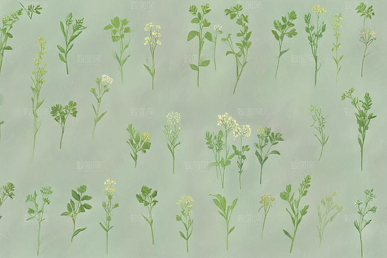 柴胡中药插画草药插图