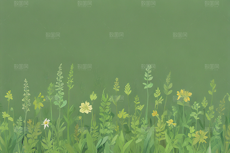 柴胡中药插画草药插图