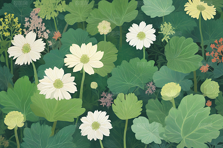 白芷中药插画草药插图