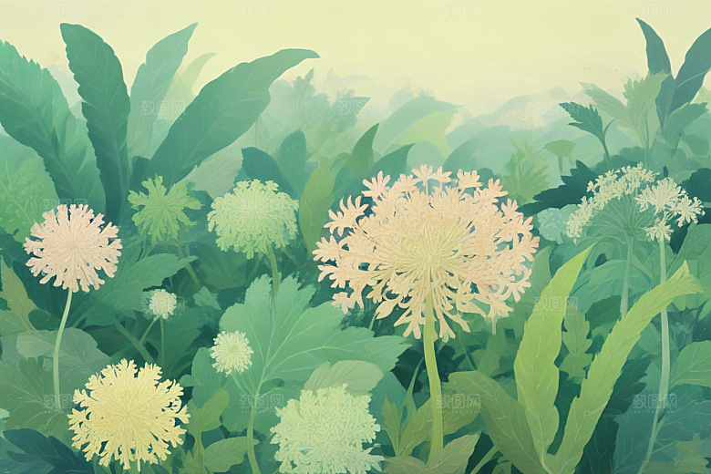 白芷中药插画草药插图