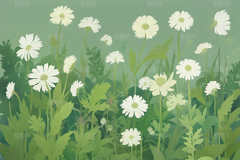 白芷中药插画草药插图