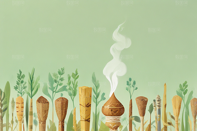 香附中药插画草药插图