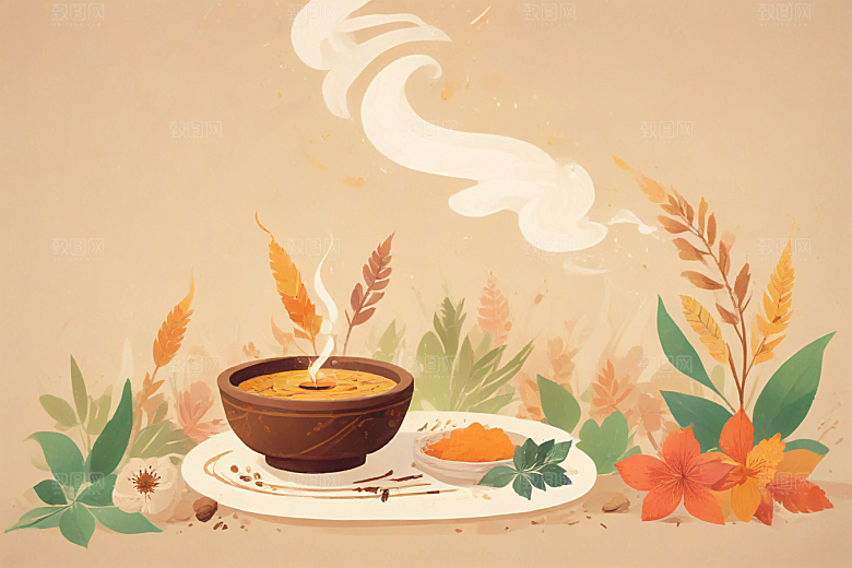 香附中药插画草药插图