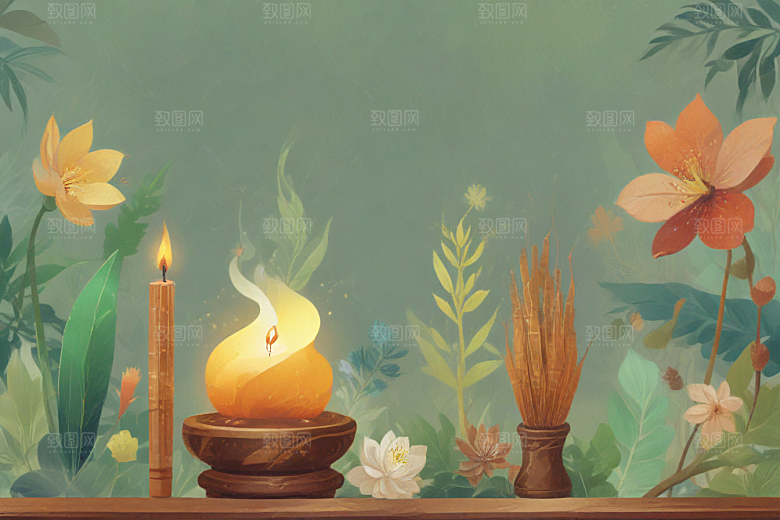 香附中药插画草药插图