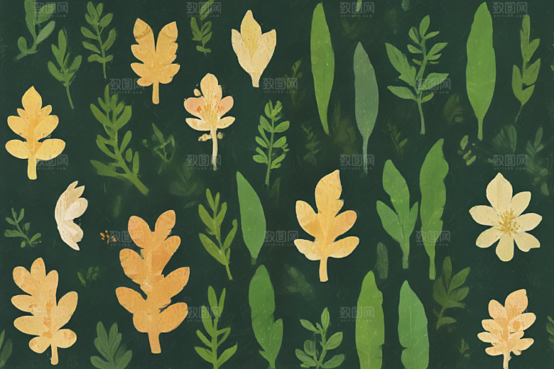 生姜中药插画草药插图