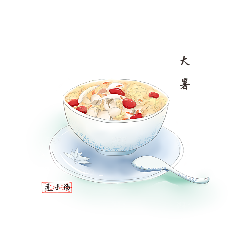 创意手绘大暑插画素材