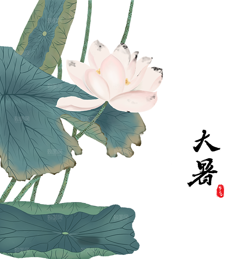 创意手绘大暑插画素材