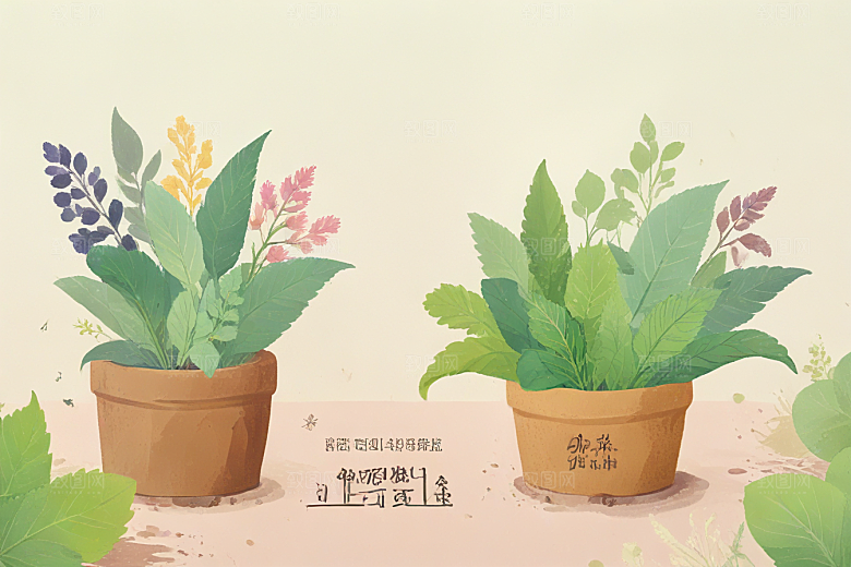 紫苏中药插画草药插图