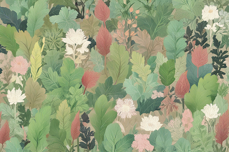 紫苏中药插画草药插图