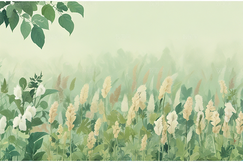 紫苏中药插画草药插图