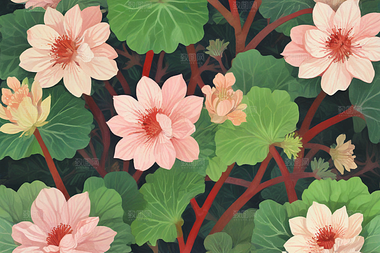 大黄中药插画草药插图