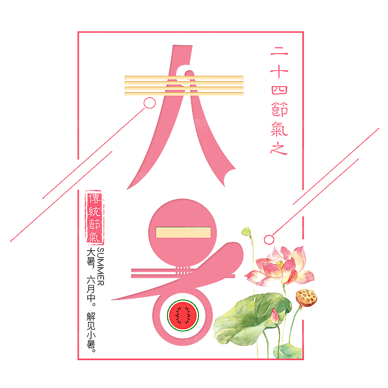 大暑创意文字字体变形png素材